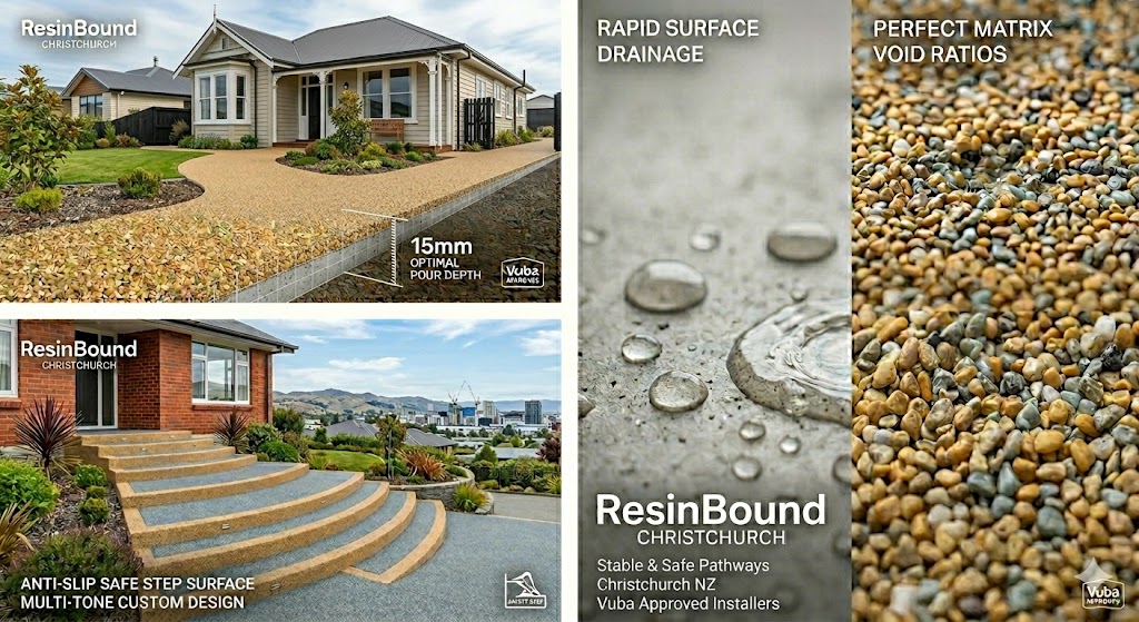 Resin bound footpath with water drainage Christchurch